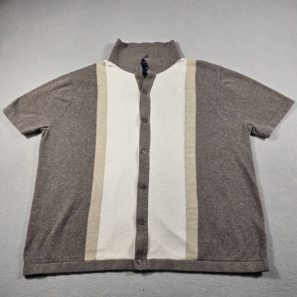Apt 9 Seriously Soft Men XXL Gray Colorblock Short Sleeve Button Polo Shirt